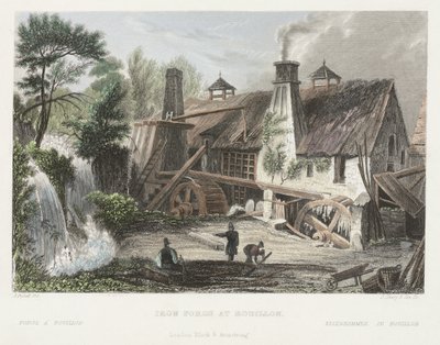 Iron Forge ved Rouillon, gravert av J. Shury av Joseph after Fussell