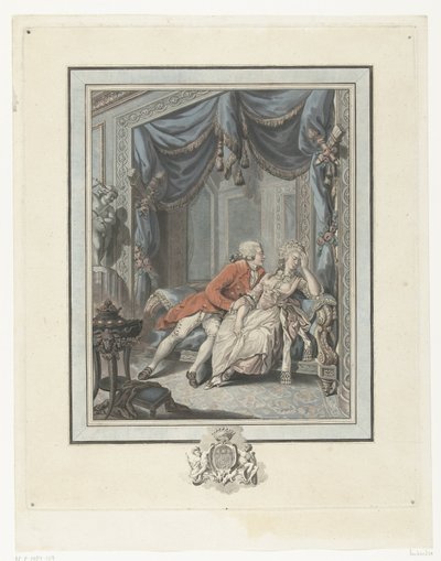 Ung mann prøver å forføre en dame La returnere a la vertu av Joseph de Longueil