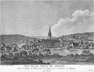 Utsikt over byen Liesthal i kantonen Basel, hentet fra en vingård ved elven Ergolz. av Joseph de Longueil