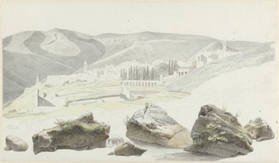 Landskap og bybilde på Tivoli av Josephus Augustus Knip