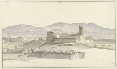 The Baths of Caracalla i Roma, med Frascati i det fjerne De Thermen van Caracalla, Roma, møtte de Porta Latina en in de verte Frascati av Josephus Augustus Knip