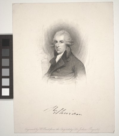 Richard Brinsley Sheridan, gravert av W. Read (1824-1837) av Joshua (after) Reynolds