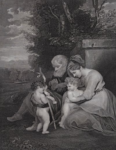Den hellige familie (gravering) av Joshua (after) Reynolds