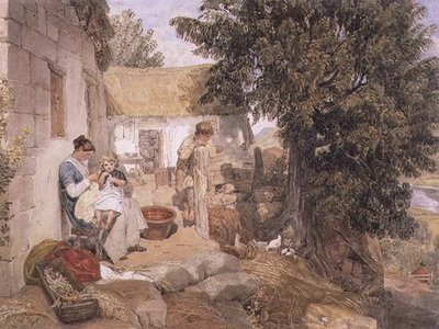 Hytter nær Symonds Yat med landlige figurer av Joshua Cristall