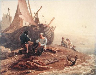 Fiskere reparerer garnene sine av Joshua Cristall