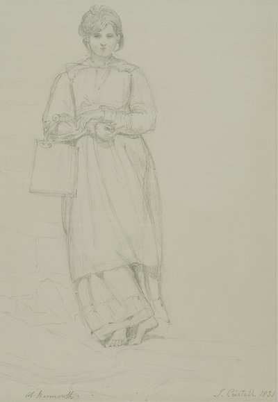 Young Girl Holding Milk Can, 1831 (grafitt på vevd papir) av Joshua Cristall