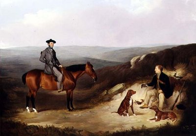 John Kerr Watson montert på en skyteponni med sin Keeper på Yorkshire Moors (olje på lerret) av Joshua Dalby