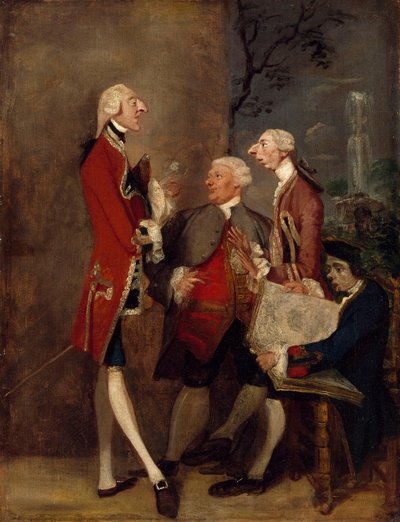 Karikatur von Thomas Brudenell, Baron Bruce, dem ehrenwerten John Ward, Joseph Leeson, später 2. Earl of Milltown, und Joseph Henry von Shafford av Joshua Reynolds