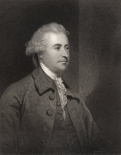 Edmund Burke, gravert av H. Robinson, fra 'National Portrait Gallery, bind III', utgitt ca. 1835 av Joshua Reynolds
