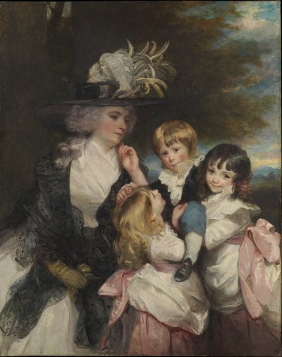 Lady Smith Charlotte Delaval og hennes barn George Henry, Louisa og Charlotte, 1787. av Joshua Reynolds