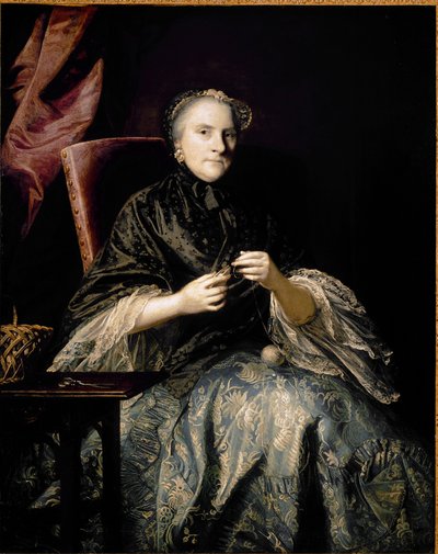Portrett av Anne, andre grevinne av Albemarle som lager knuter (olje på lerret av Joshua Reynolds
