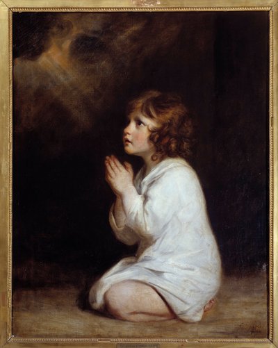 Den lille Samuel i bønn Maleri av Joshua Reynolds (1723-1792) 1777 Søn. 0,89x0,7 m Montpellier musee Fabre - Spedbarnet Samuel ber. Maleri av Joshua Reynolds (1723-1792) av Joshua Reynolds