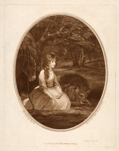 Frøken Elizabeth Beauclerc som Una, gravert av Thomas Watson (1748-81) (etset stipple) av Joshua after Reynolds