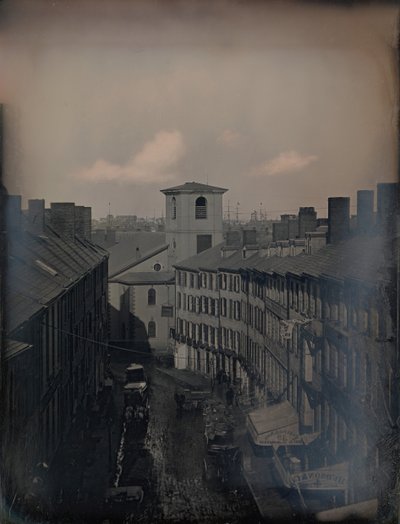 Se ned Brattle Street fra Southworth & Hawes Studio på 5 12 Tremont Row, Boston, 1855. Skapere: Josiah Johnson Hawes, Albert Sands Southworth. av Josiah Johnson Hawes, Albert Sands Southworth