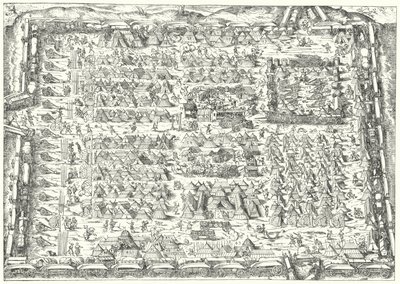 Militær leir på 1500-tallet (gravering) av Jost (after) Amman