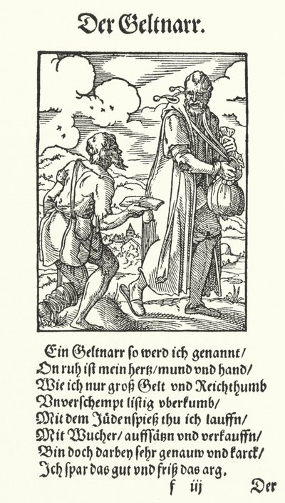 The Avaricious Fool (gravering) av Jost (after) Amman