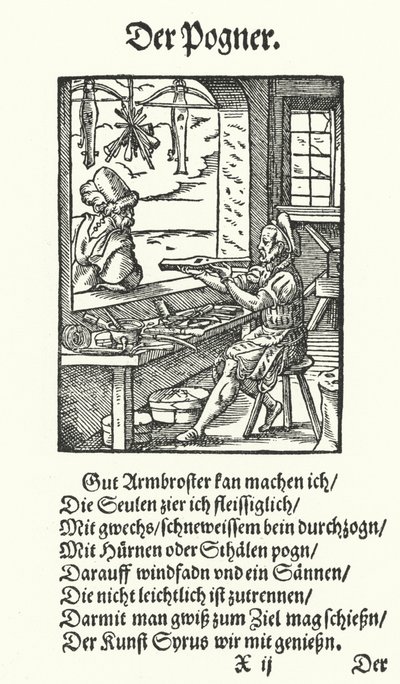 The Crossbow Maker (gravering) av Jost (after) Amman