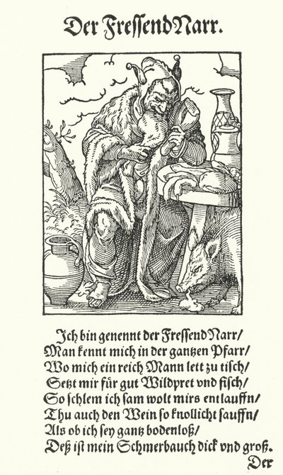 The Gluttonous Fool (gravering) av Jost (after) Amman