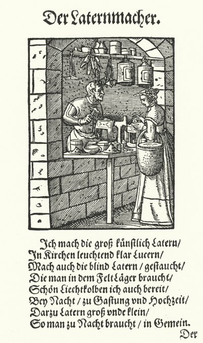 The Lantern Maker (gravering) av Jost (after) Amman