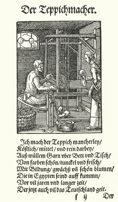 The Tapestry Weaver (gravering) av Jost (after) Amman