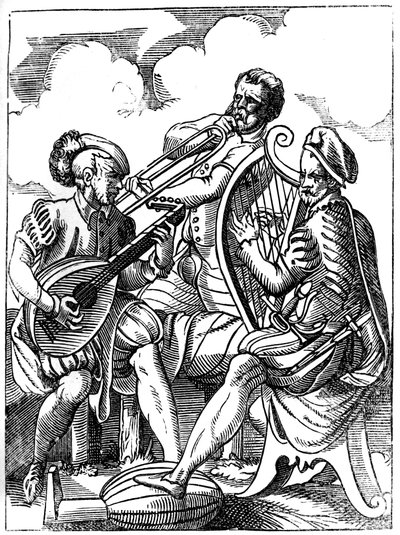 En gitarist, en lutenist og en trombonespiller, 1500-tallet 1849. av Jost Amman