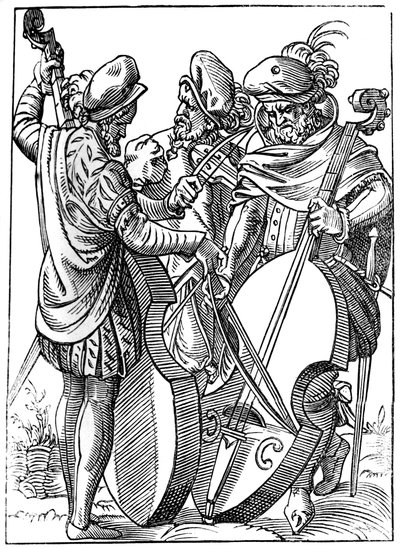 En fiolinist og to cellister, 1500-tallet 1849. av Jost Amman