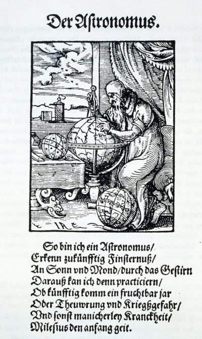 En astronom med et vers av Hans Sachs, pub. Frankfurt 1568 av Jost Amman