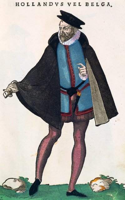 Nederlendere fra Nederland i tradisjonell drakt, gravering fra Habitus praecipuorum popularum av Jost Amman