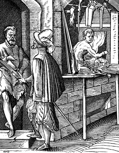 Harquebusier eller håndvåpenmaker, c1559-1591 av Jost Amman