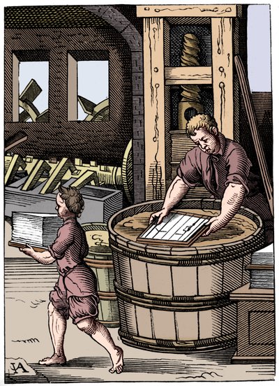 Papirmaker, 1500-tallet, 1849 av Jost Amman