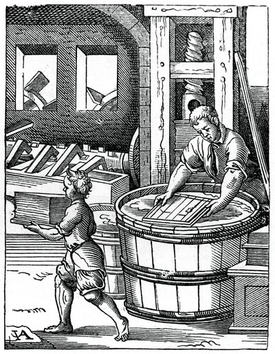 Papirmakeren, 1500-tallet, 1870 av Jost Amman