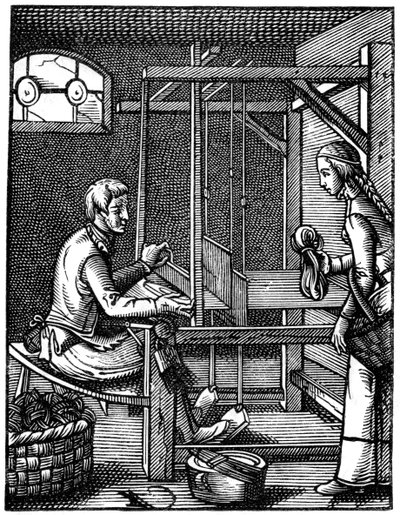 The Weaver, 1500-tallet, 1870. av Jost Amman