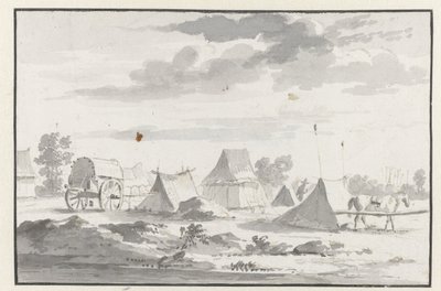 Utsikt over et leir av Army of Willem III nær Leuven av Josua de Grave (circle of)