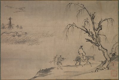 Kinesisk litteratus i et høstlandskap av Josui Sōen