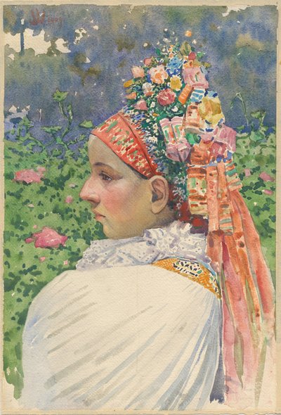 Slovakisk Brudepar Uprka, Joza (1861-1940). Olje på lerret, størrelse: 54,8x37 av Joža Uprka