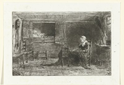 To figurer i et interiør av Jozef Israëls (possibly copy after)