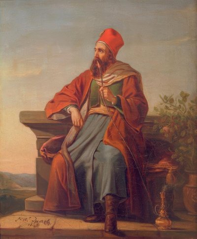 En tyrker som hviler / En tyrker som røyker en vannpipe av Jozef Israëls