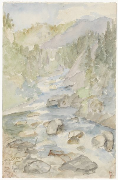 Fjelllandskap med bekk av Jozef Israëls