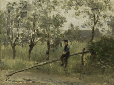 Country Boy på en stangbarriere av Jozef Israëls