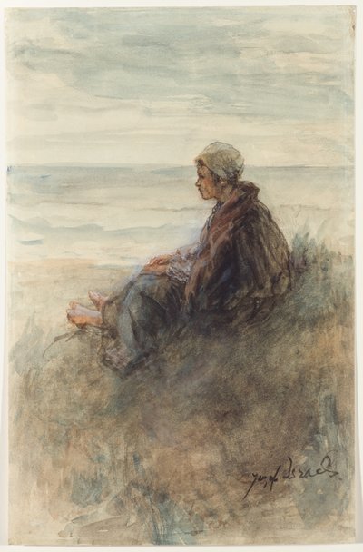 Jente på sanddynene (wc) av Jozef Israëls