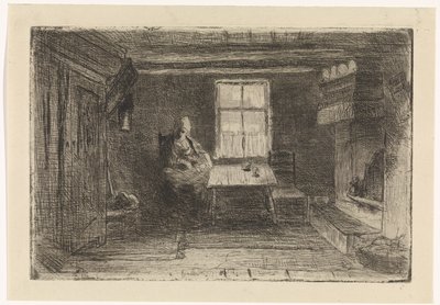 Interiør med mor og barn av Jozef Israëls