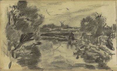 Landskap med vann og en mølle av Jozef Israëls