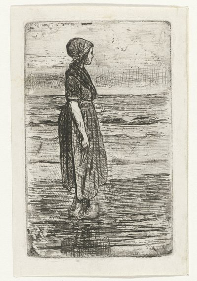 Stående kvinne på stranden av Jozef Israëls