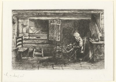 To figurer i et interiør av Jozef Israëls