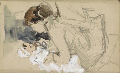 Sittende mor løfter en baby av Jozef Israëls