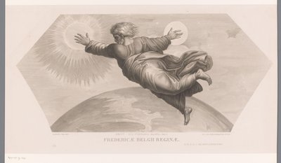 Gud skaper solen og månen Fecit duo luminaria magna. genet. I. Fredericae Belgii reginae (tittel på objekt) Les loges de Raphaël (...) sujets de la bible (serietittel) Bibelske scener fra Raphael