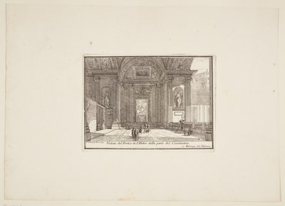 Utsikt over Portico of S. Pietro fra Constantino-siden. 1. Vatikanpalasset av Jérôme Charles Bellicard