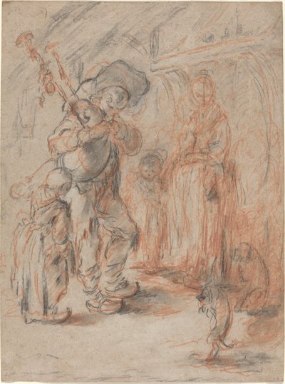 Studie for "The Kitchen With Peasants" av Jérôme François Chantereau