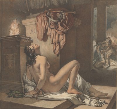 Cassandra ber Athena om hevn mot Ajax, 1795-1838. av Jérome Martin Langlois the Younger