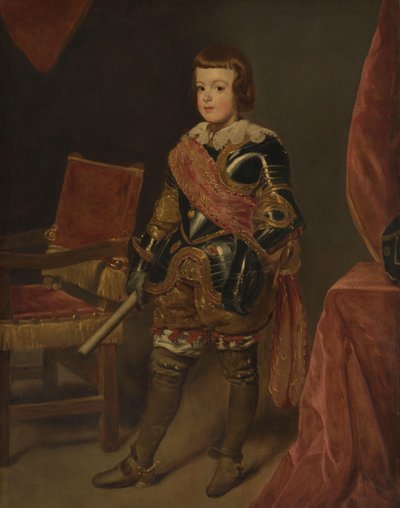 Portrett av prins Baltasar Carlos, sønn av den spanske kong Philip IV, omtrent 11 år gammel av Juan Bautista Martínez del Mazo (attributed to)